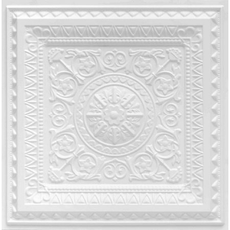 FROM PLAIN TO BEAUTIFUL IN HOURS La Scala Faux Tin/ PVC 24-in x 24-in 10-Pack White Matte Textured Surface-mount Ceiling Tile, 10PK 223wm-24x24-10